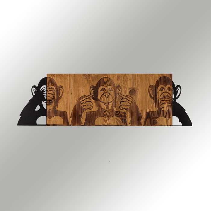 Wallity Escultura de pared I didn't see I didn't hear I don't know Negro y Nogal